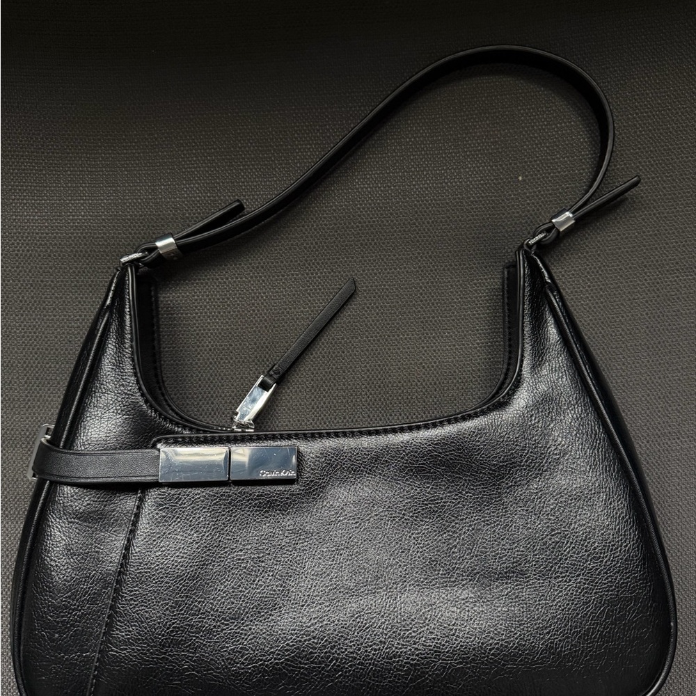 Calvin Klein Black Leather Shoulder Bag